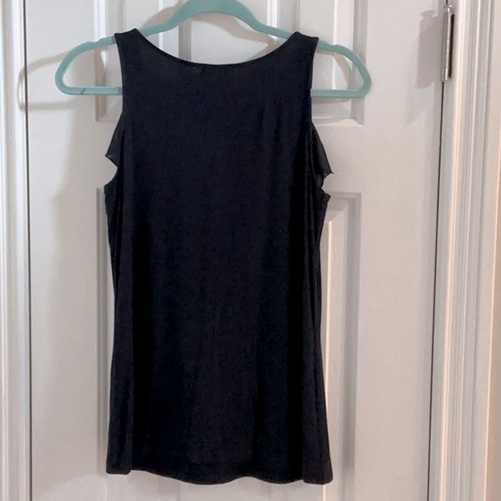 Cache Navy Chiffon Ruffle V-Neck Top - Picture 5 of 8